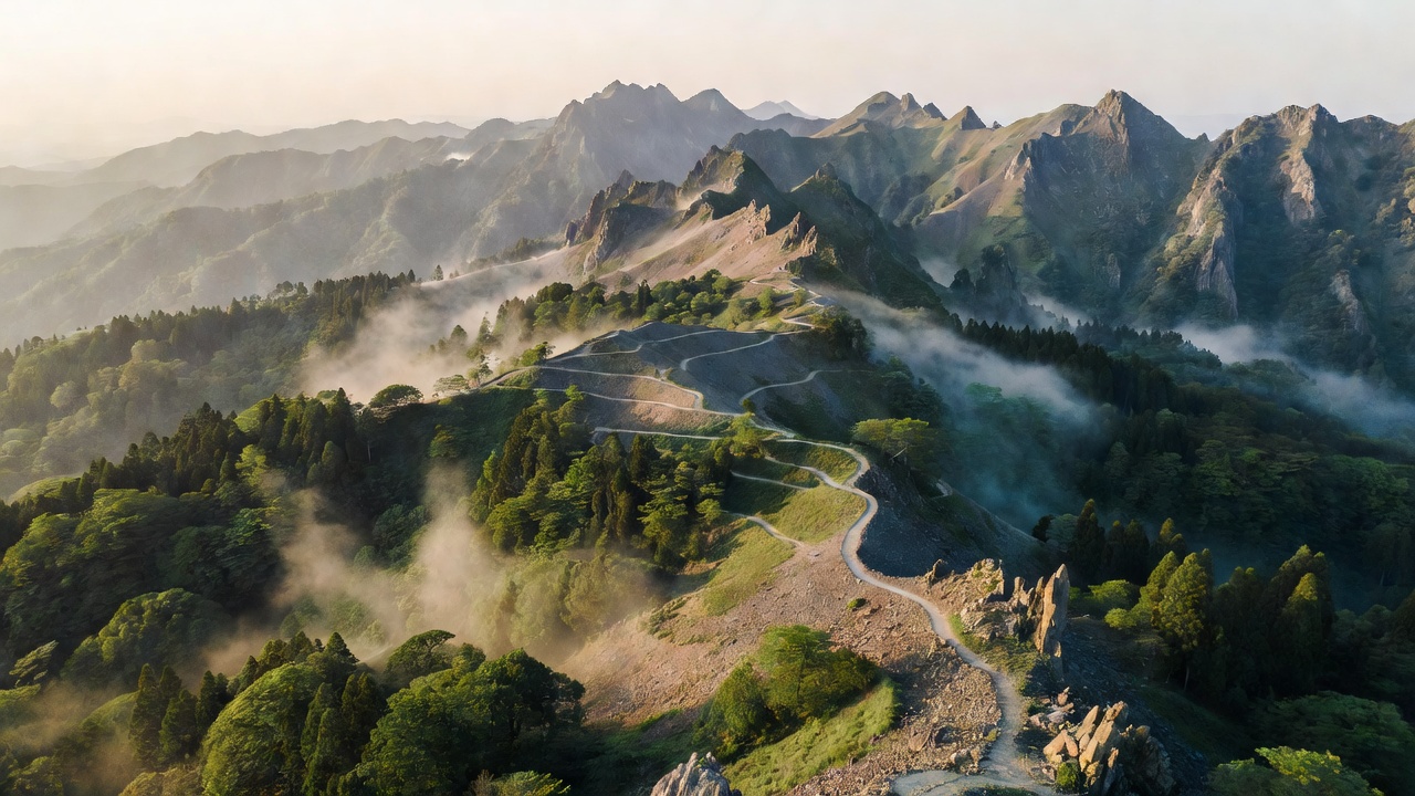 高尾の山々を望むパノラマ